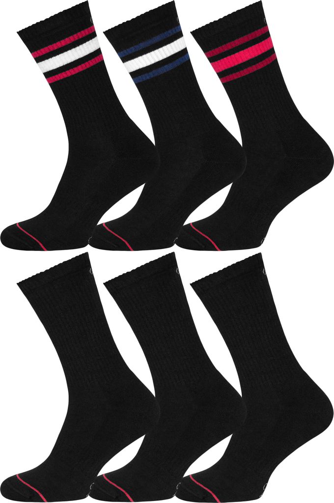 Retro Sport und Freizeit Socken Uni mit Farbstreifen schwarz 47-50