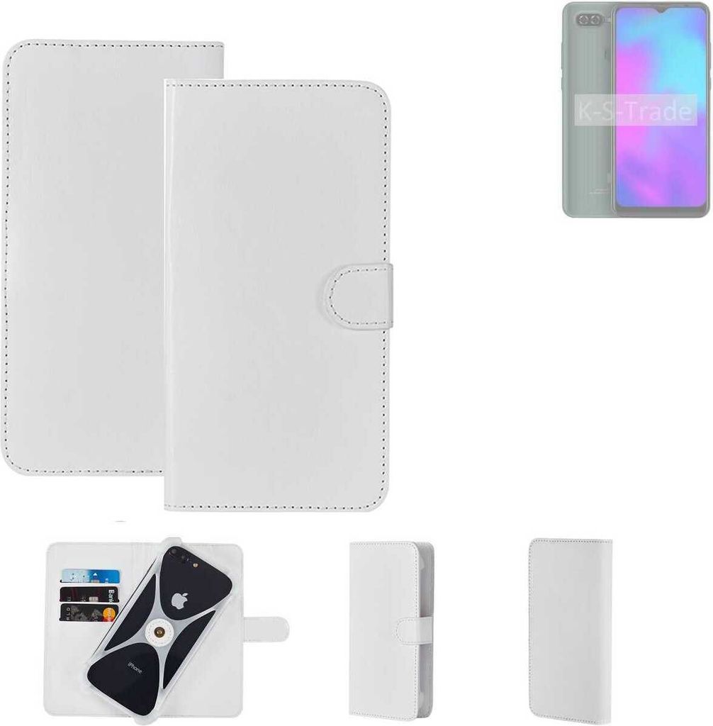 K-S-Trade Handy Hülle Schutz Hülle kompatibel mit BLU G50 Mega 2022 Cover Case Bookstyle Bumper weiß 1x