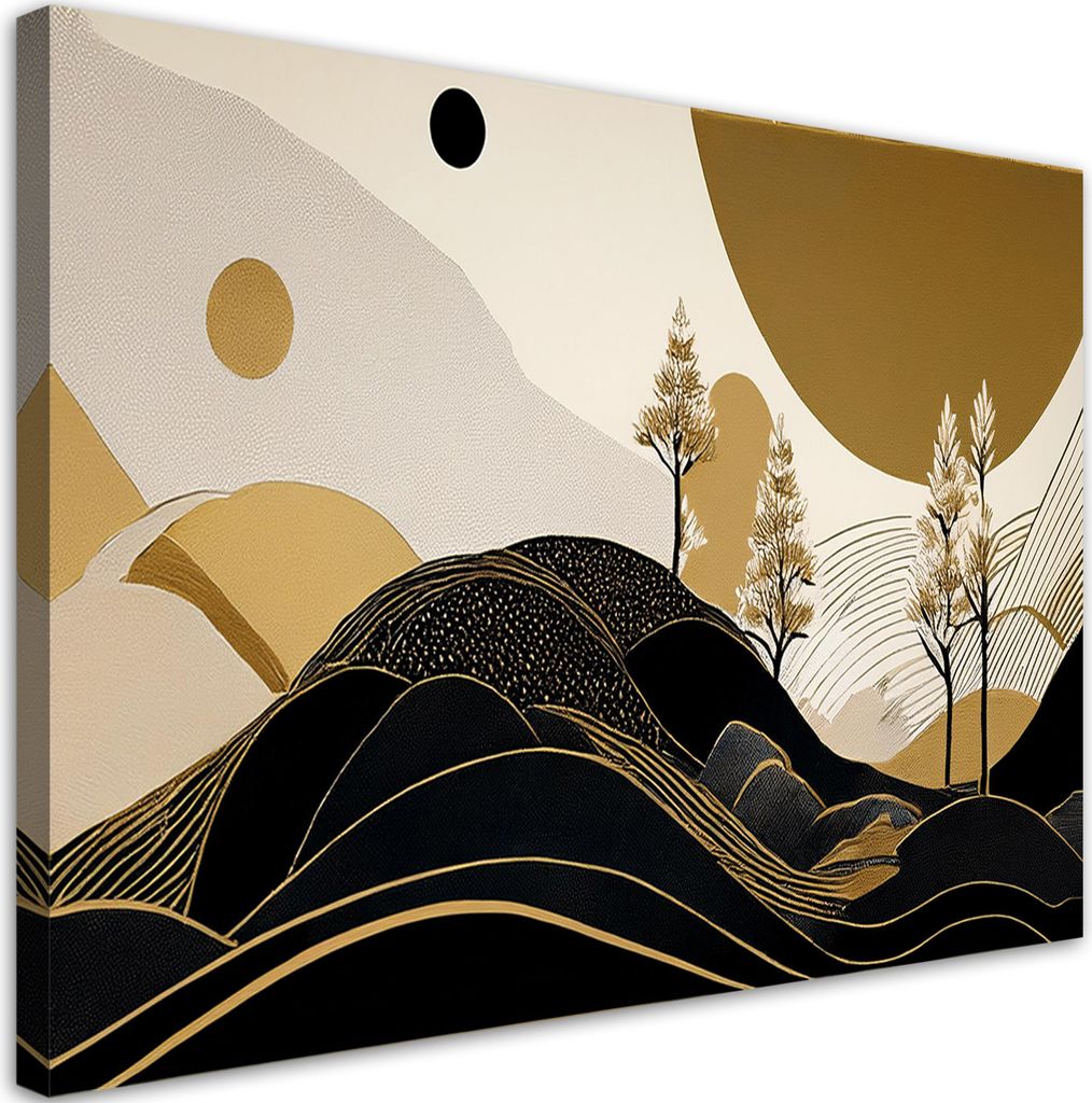 Leinwandbild Landschaft Abstraktion Glamour Goldene 120x80 Feeby Schwarz bild für die wand bereit zum aufhängen