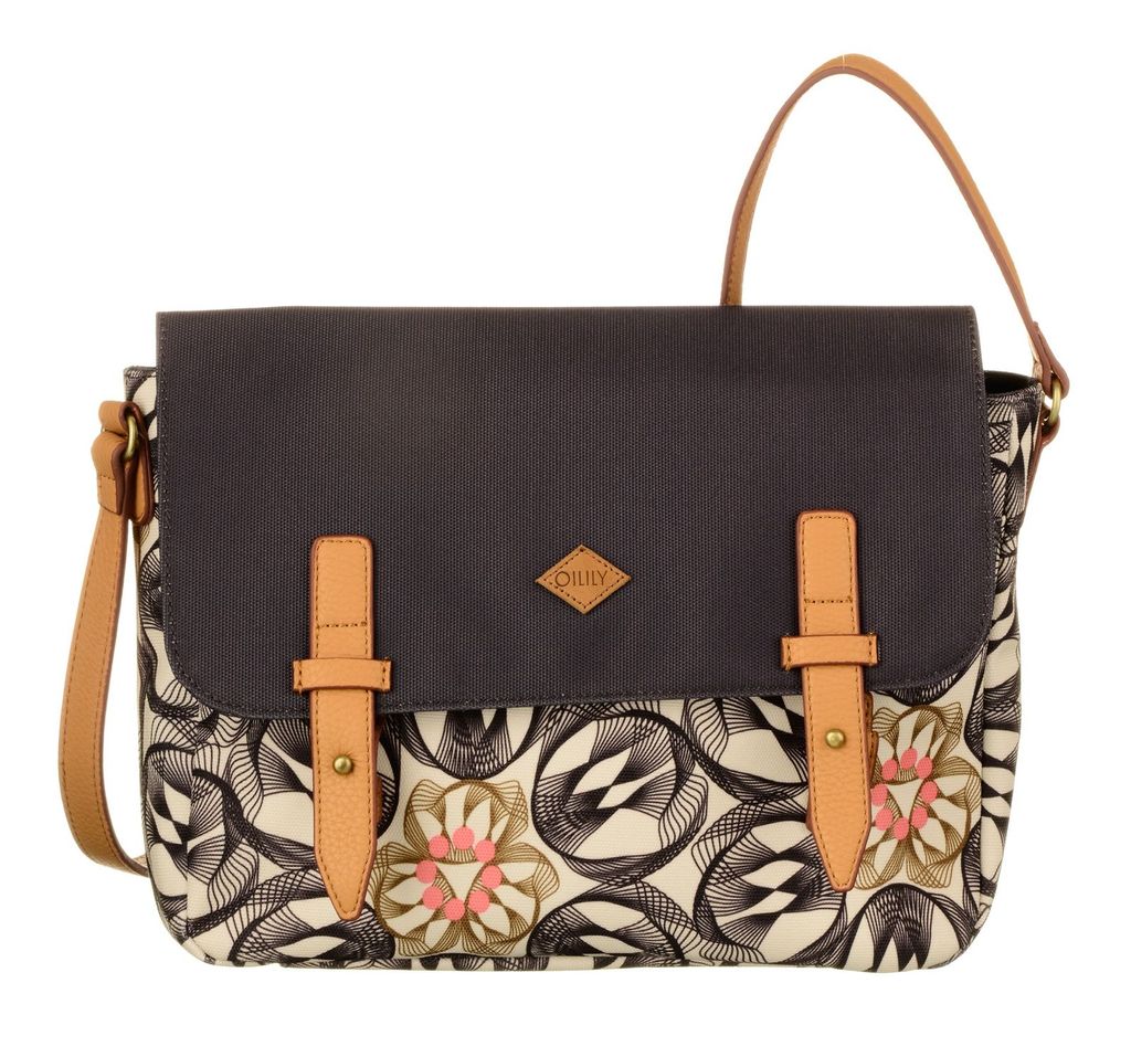 Oilily Flower Swirl M Shoulder Bag: CHARCOAL