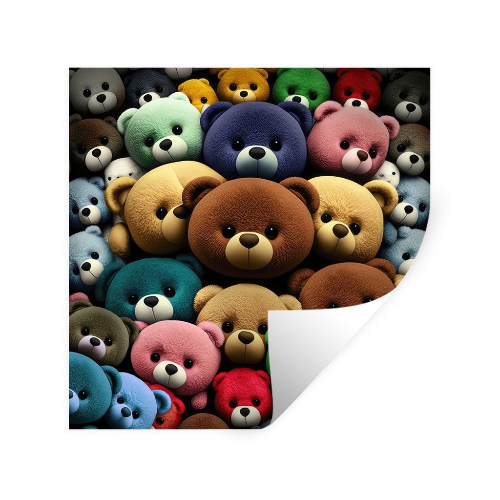 MuchoWow Wandtattoo Wandsticker Wandaufkleber Teddybär - Teddy - Design - Kinder 100x100 cm Selbstklebend und Repositionierbar - Wierderverwendb...