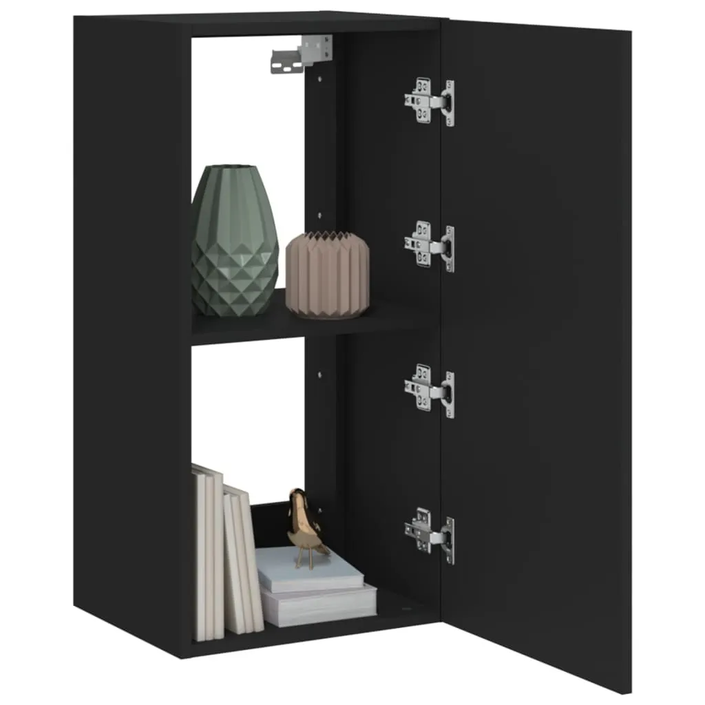 Meuble TV Noir Brillant avec Lampes LED Intégrées, Format 40,5x35x80 cm - 7