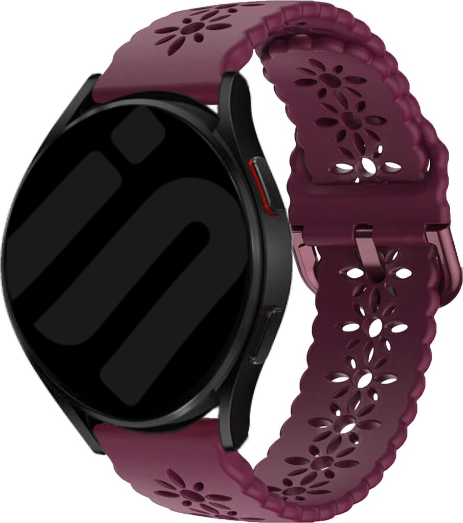 Strap-it Samsung Galaxy Watch 6 Classic 47mm Gemustertes Silikon Armband (Burgund)