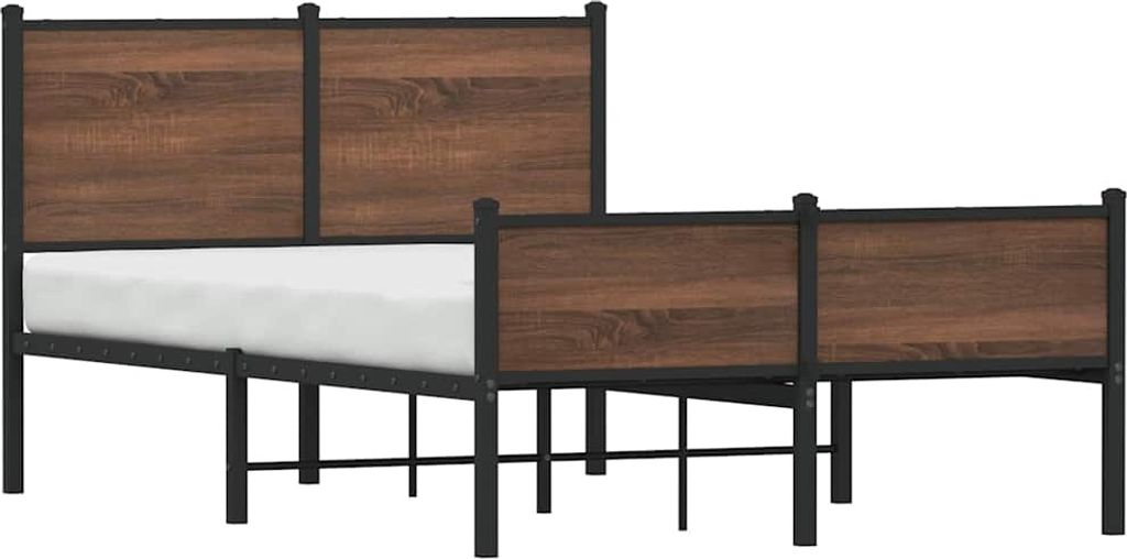 vidaXL Metallbett ohne Matratze Eichen-Optik 120x190 cm