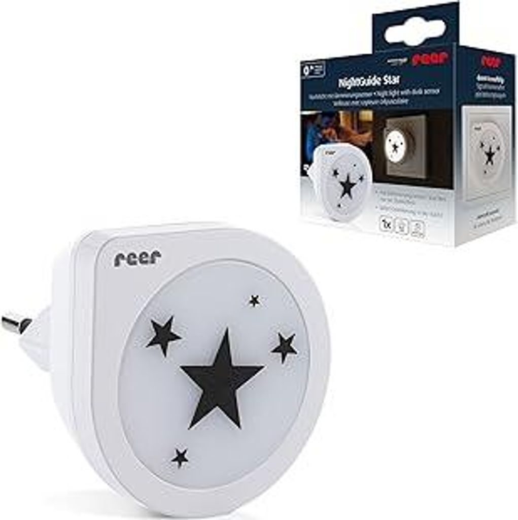 reer NightGuide Star | LED Nachtlicht mit Dämmerungssensor |warmweißes Licht, energiesparend | für Steckdosen | modernes Cozy-Design mit Stern-M...