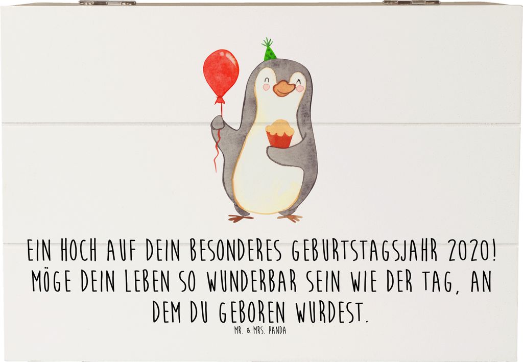 Mr. & Mrs. Panda Geschenkbox 2020 Geburtstag 22 x 15 cm - Weiß - Geschenk, Happy Birthday, fotobox, Schatulle, schatztruhe, Holzkiste, außergewö...
