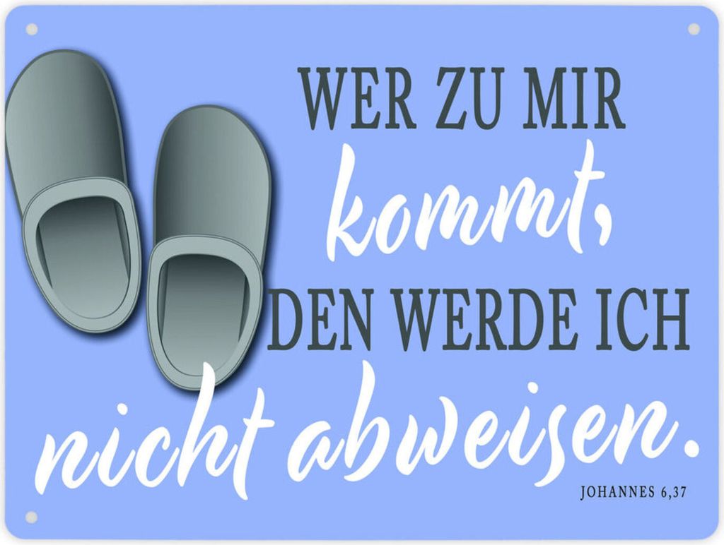 Bibelvers aus dem Johannes Evangelium Metallschild XL in 21x28 cm in blau