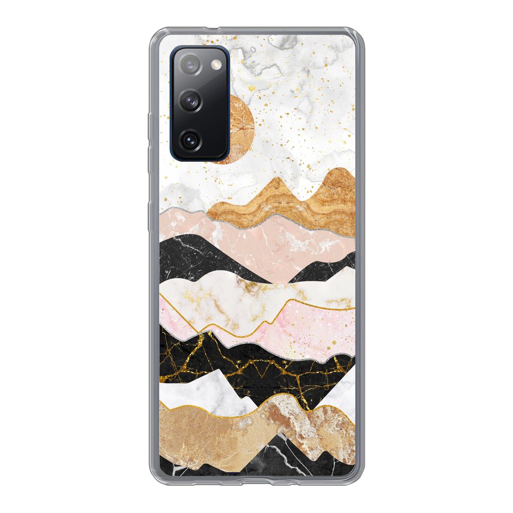MuchoWow Handyhülle Schutzhülle Hülle für Samsung Galaxy S20 FE Marmor - Gold - Pastell Silikon Softcase Handy Hülle - Abdeckung