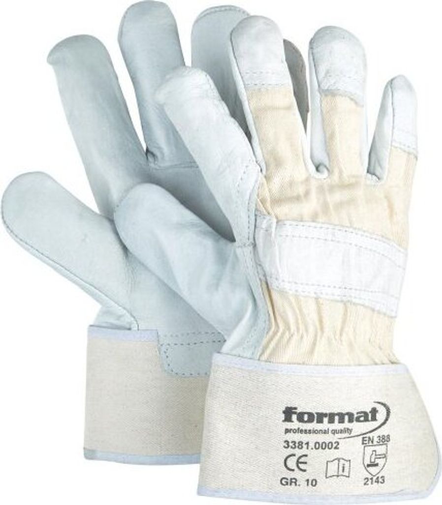 FORMAT Rindvollleder Handschuhe gefüttert, Gr. 12, Schutzstufe:S2, Größe:10, Farbe:beige