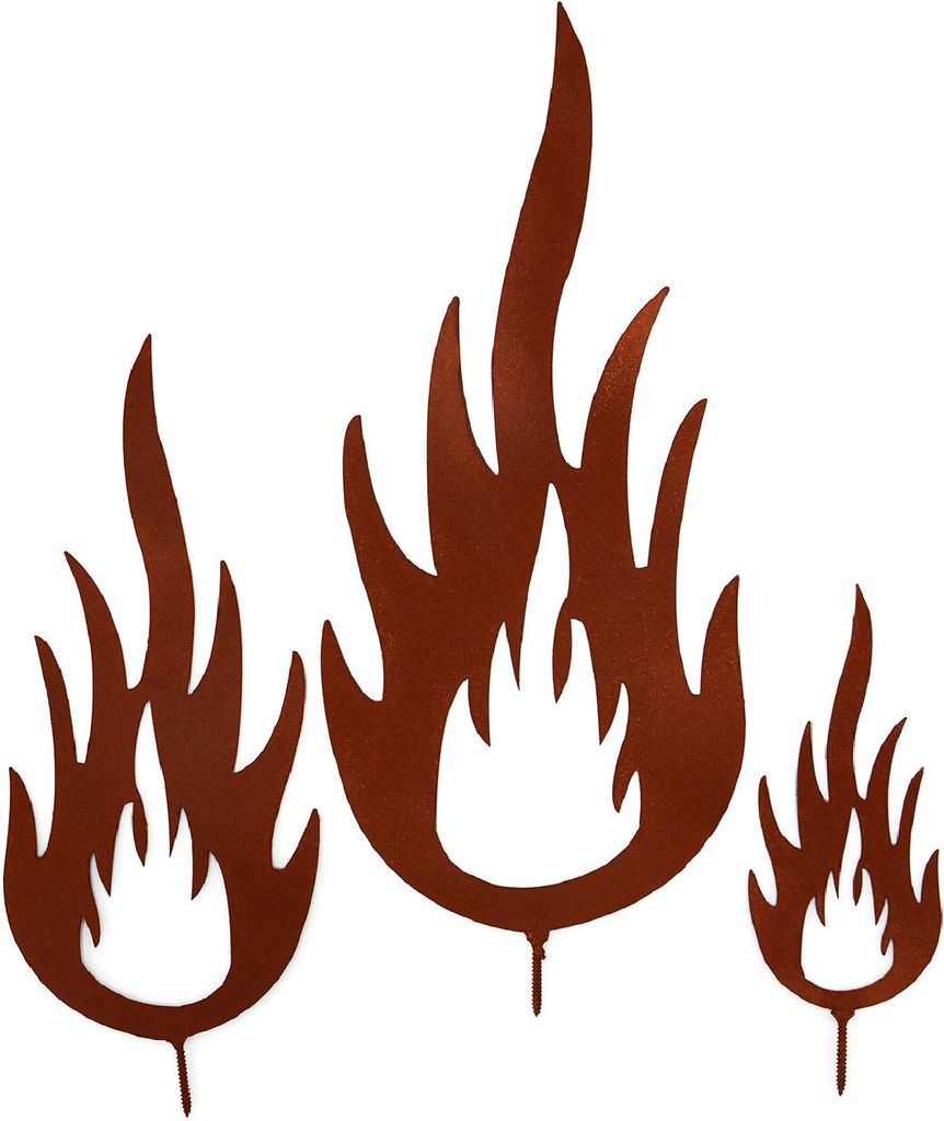 UNUS® Gartenstecker Flammen Feuer zum Schrauben 3er Set Produktbild 