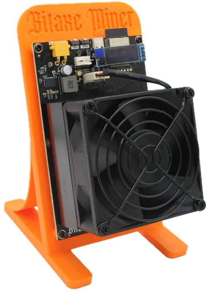 Bitaxe Supra Hex 701 – Inklusive Ständer und EU-Stecker – 2,4 TH/s Bitcoin Miner – Solo Miner – Orange