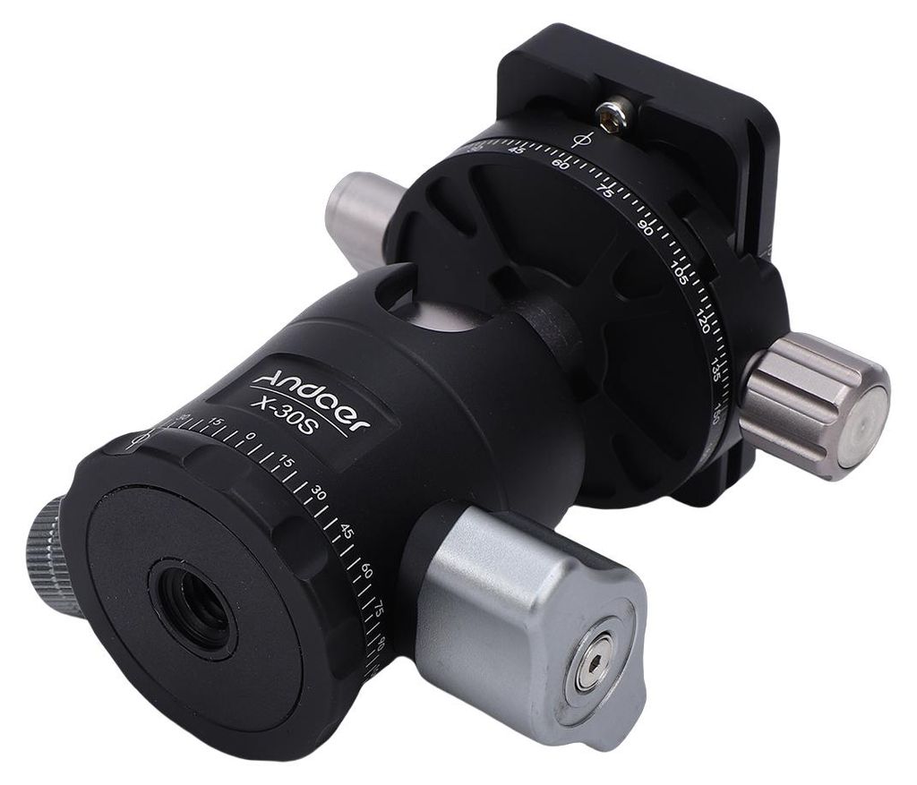 Panorama-Stativkugelkopf 30 mm mit 1/4"-Schnellwechselplatte und um 360 Grad drehbarer Basis