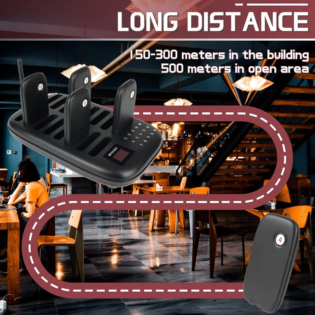 Pager de restaurant sans fil 500m avec 7 modes d'appel vibration - 6