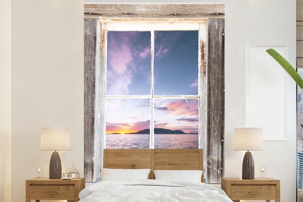 MuchoWow Fototapete für Wohnzimmer oder Schlafzimmer Wandtapete Vinyl Motivtapete Aussicht - Insel - Meer - 200x300 cm - Wanddekorationen