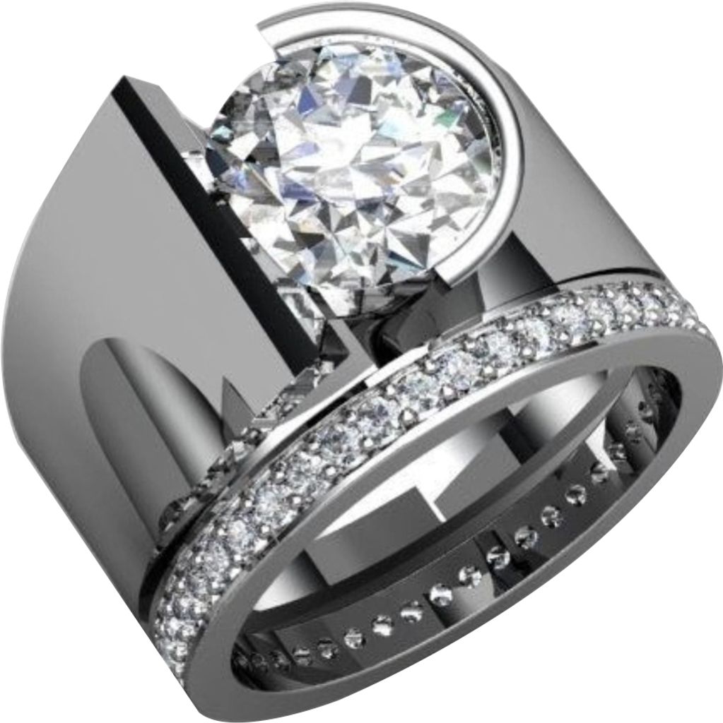 Luxus Frauen Runde Strass Intarsien Breites Band Geometrische Ring Party Schmuck Geschenk-US 8