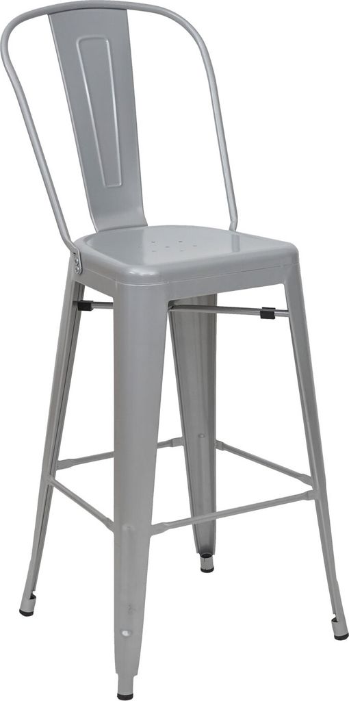 Barhocker MCW-A73, Barstuhl Tresenhocker mit Lehne, Metall Industriedesign grau