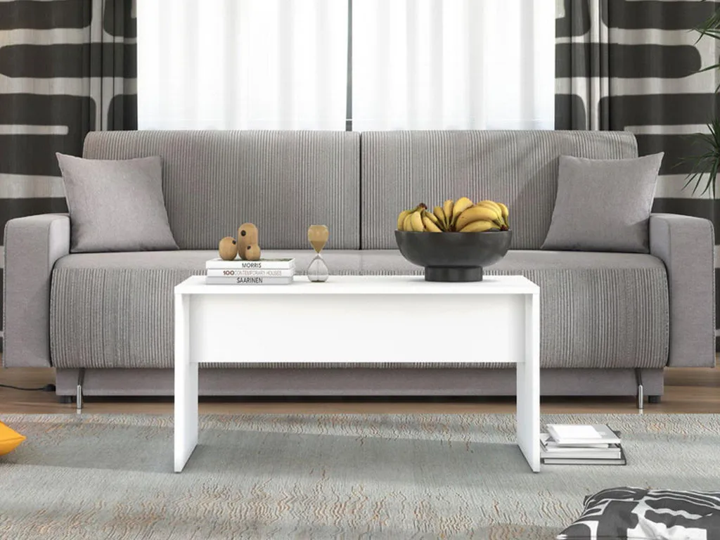 Table Basse Rectangulaire Blanche Formia 90 cm Meuble de Salon Chic - 2