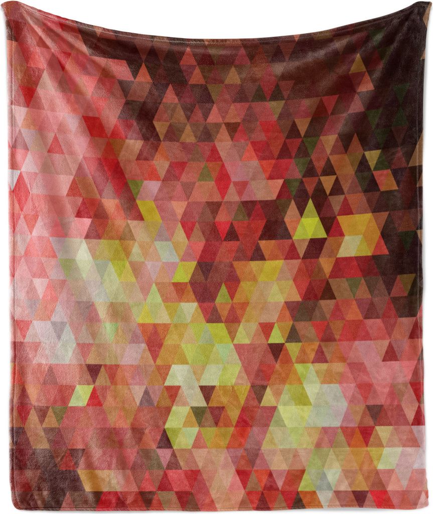 ABAKUHAUS Geometrisch Weich Flanell Fleece Decke, Mosaik Polygonal Moderne Kunst mit Triangles in Coral Grün und Gelb-Tönen, 175 x 230 cm, Mehrfa...