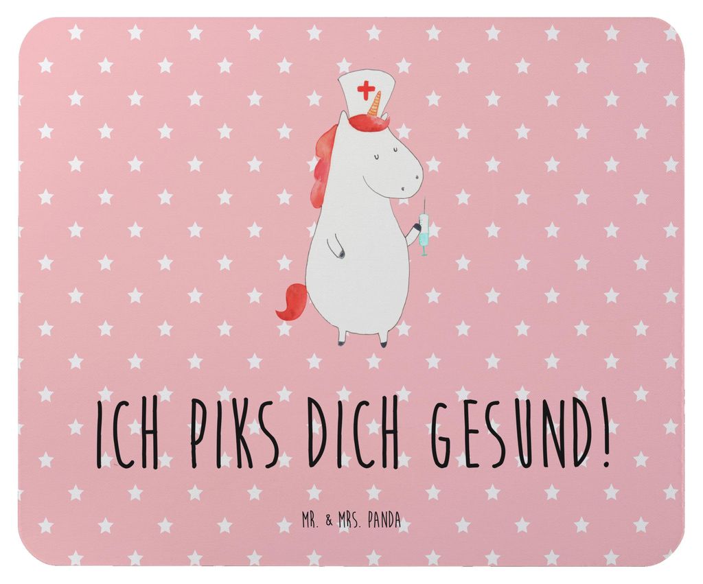 Mr. & Mrs. Panda Mousepad Einhorn Krankenschwester - Rot Pastell - Geschenk, Krankenpfleger, Krankenhaus, mousematte, pc mausunterlage, Krankenpfle...