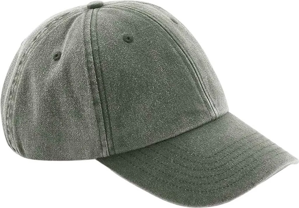 Berretto da baseball vintage a basso profilo Beechfield PC3932 (taglia unica) (verde oliva classico)