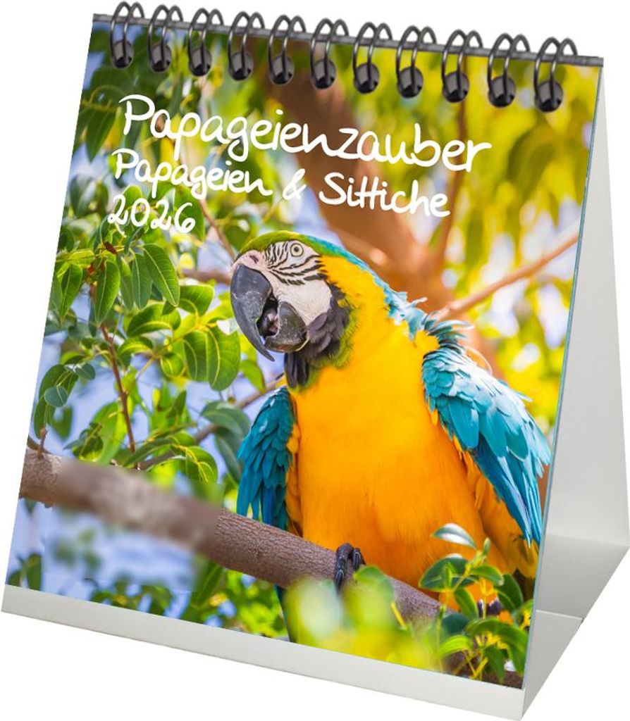 Papageienzauber Papageien und Sittiche Tischkalender 10cm x 10cm für 2026 - Seelenzauber