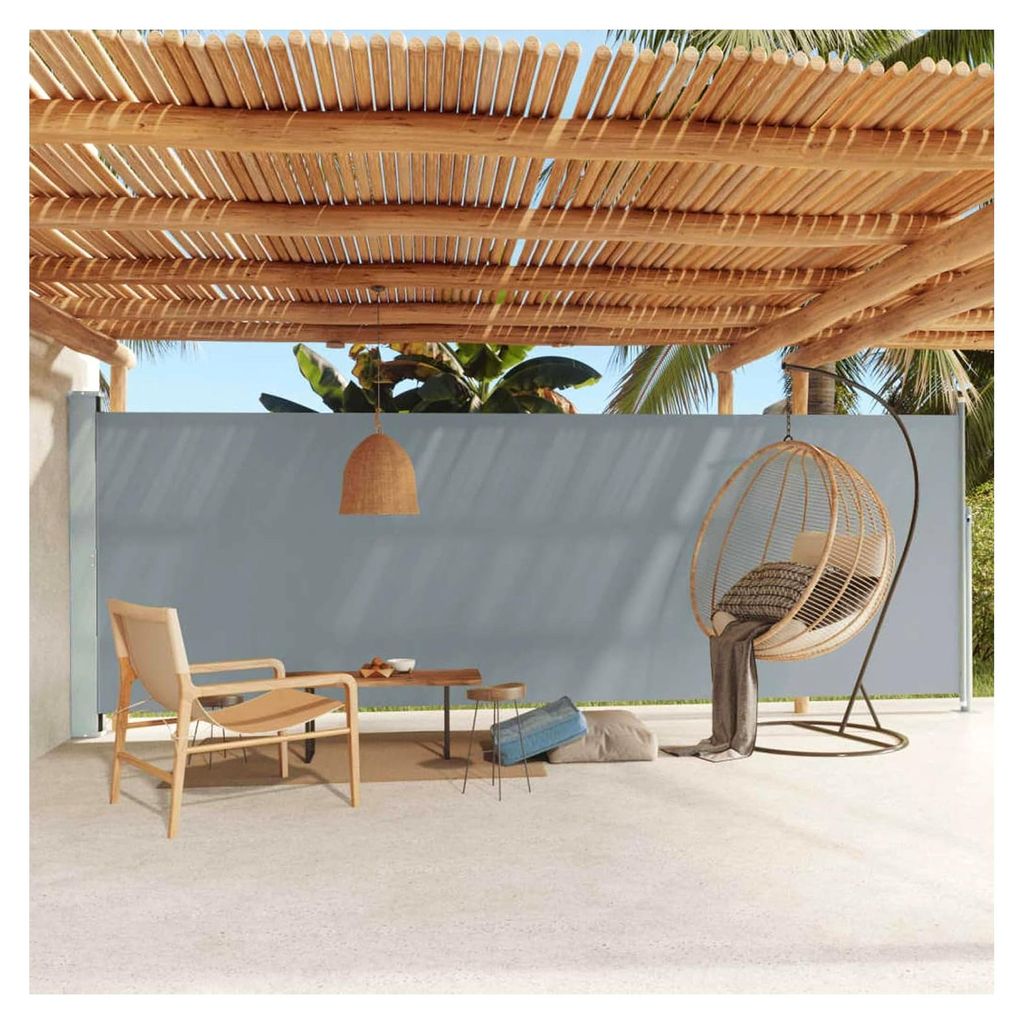 Sichtschutz Garten 180x600 cm Seitenmarkise Ausziehbar Sonnenschutz Terrasse Windschutz Balkon Seitenwand Außen Grau