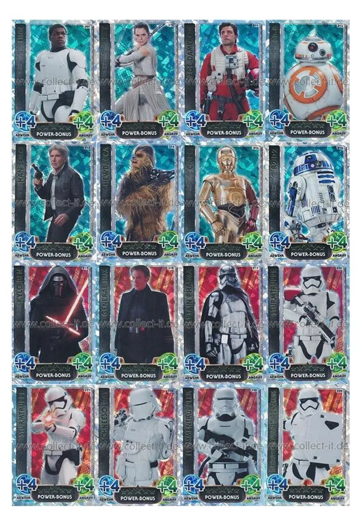 16 Cartes Rainbow Star Wars Force Attax Série 4 Effet Brillant Spar