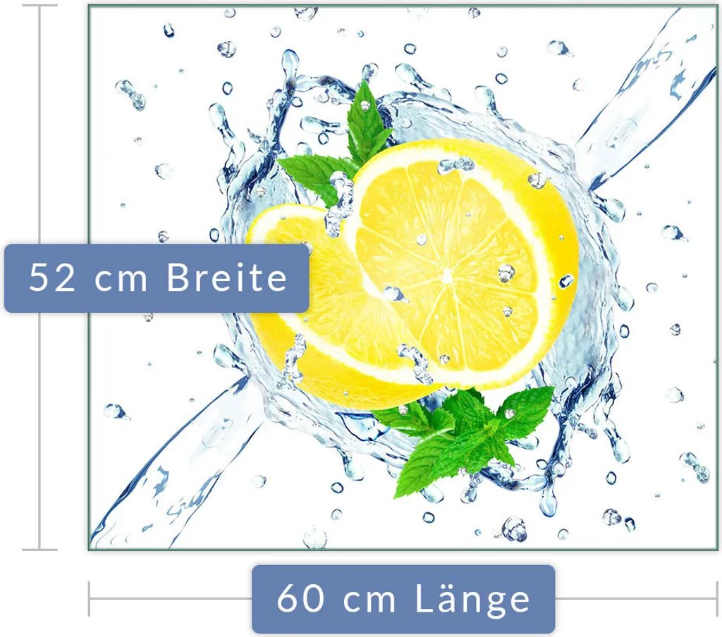 Copri Piano Cottura Ceramica 60x52 Limone | Tagliere Vetro Moderno