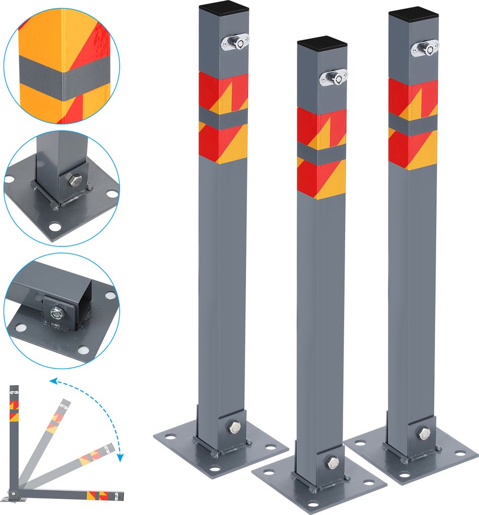Absperrpfosten 3x Parkplatzsperre Klappbar universell Parkpfosten Absperrung