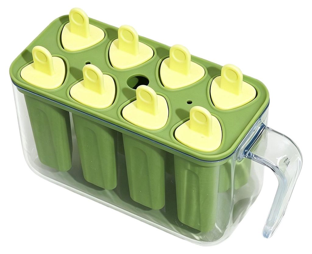 Eisform mit 8 Mulden, lebensmittelecht, leicht zu lösen, DIY-Sommer-Gefrierform, Eis am Stiel-Behälter, Küchenzubehör