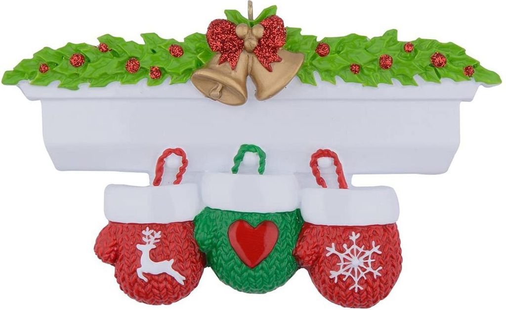 Weihnachtsanhänger in leuchtend roten und grünen Handschuhenform, festliche Wanddekoration, Geschenkidee