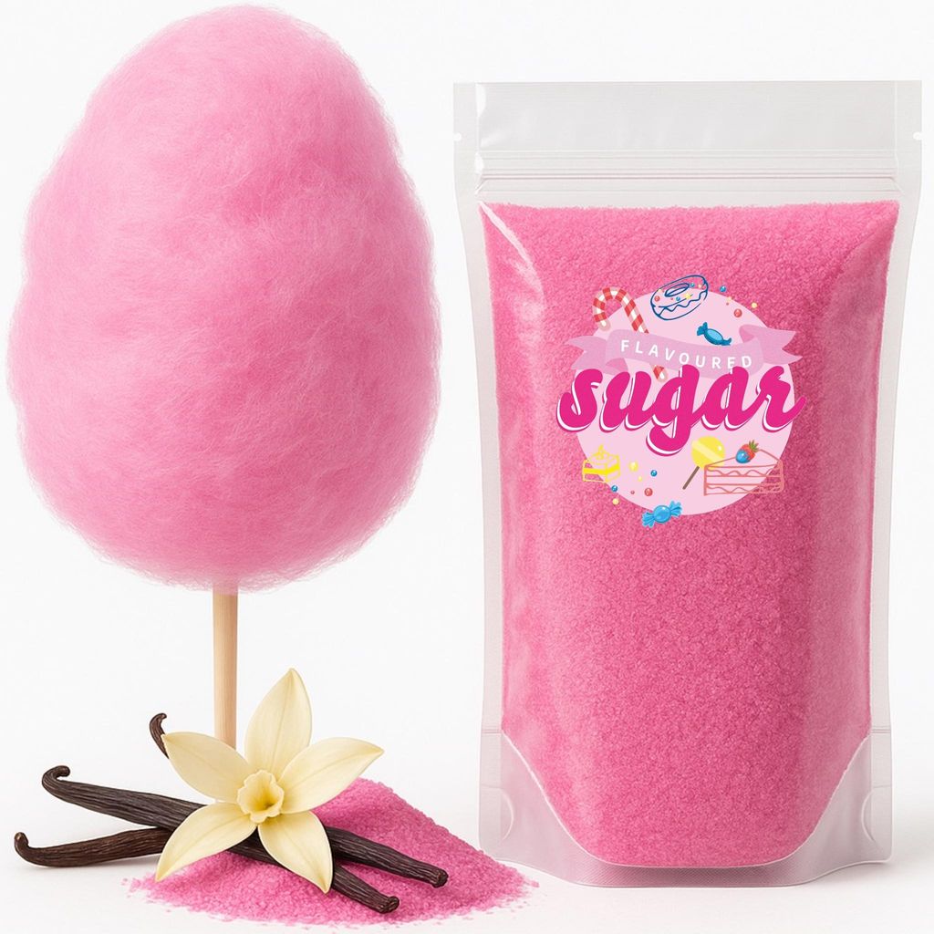 Zuckerwatte Zucker mit Geschmack Vanille Pink farbiger Aromazucker 250g für die Zuckerwattemaschine