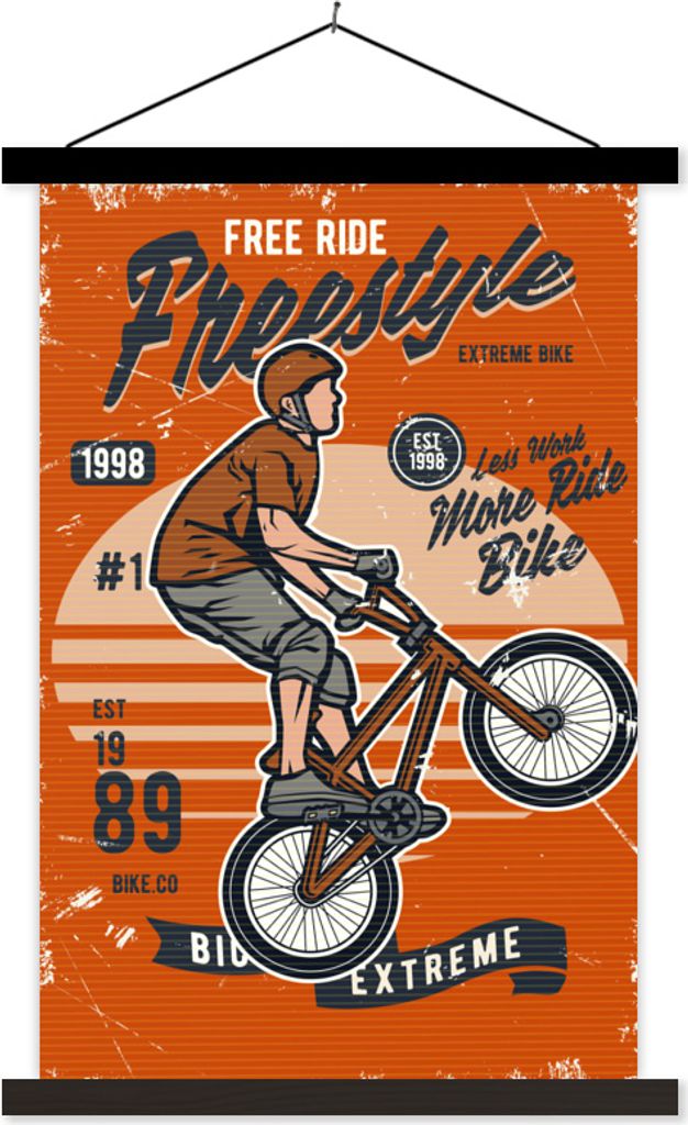 MuchoWow Textilposter Fahrrad - Männer - Retro 40x60 cm mit schwarzem Rahmen - Wanddekorationen