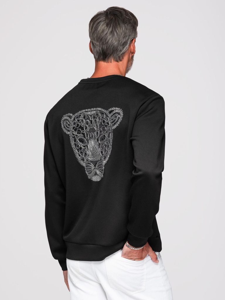 OMBRE Sweatshirt Regular Fit mit Tiermotiv OM-SSNZ-0274 black XL