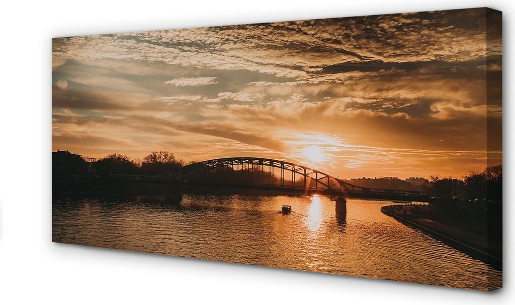 Leinwandbild 120x60 Wandkunst Krakow Flussbrücke Sonnenuntergang