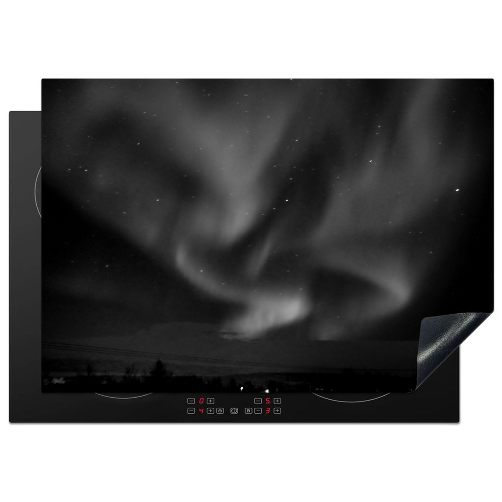 KitchenYeah Herdabdeckplatte Schweden - Nordlichter - Natur - Nacht , 75x52cm, Küche Deko, Glaskeramikkochfeld Herdabdeckung, Abdeckplatte fùr ...