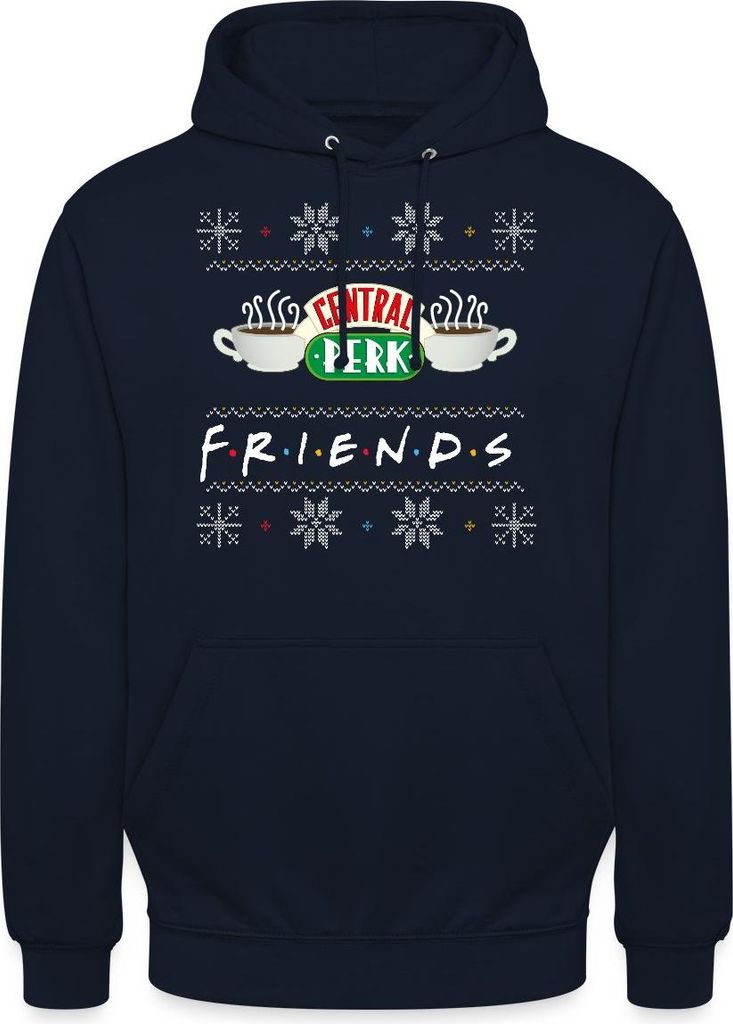 Spreadshirt Friends X-Mas Central Perk Uni Hoodie, S, Navy