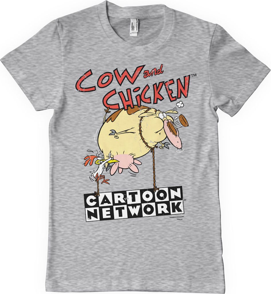 Cow and Chicken Balloon T-Shirt - Medium - HeatherGrey