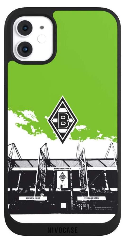 NIVOCASE Handyhülle für Apple iPhone 11 Hülle NIVOpure Case Schwarz Borussia Mönchengladbach Fanartikel Stadion