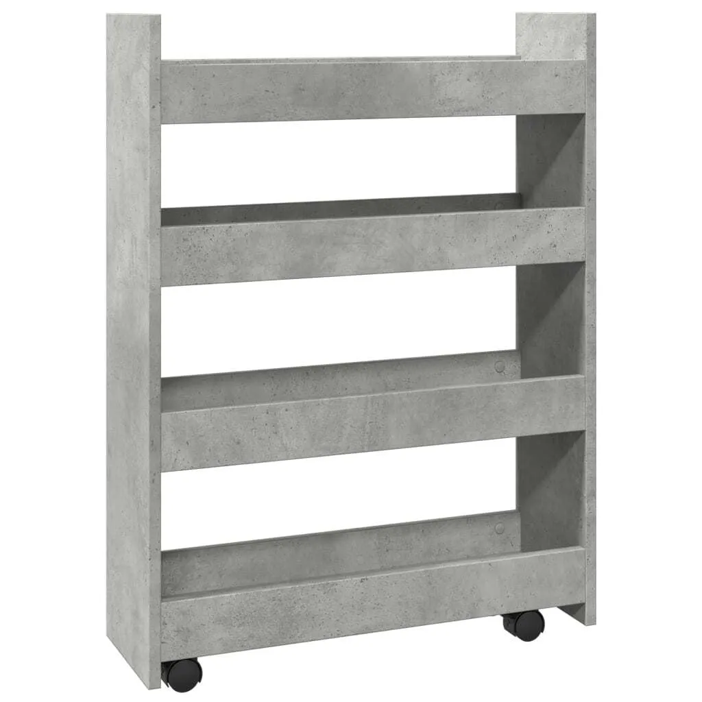 Soluzione Stoccaggio Verticale 4 Ripiani - Carrello Grigio Cemento