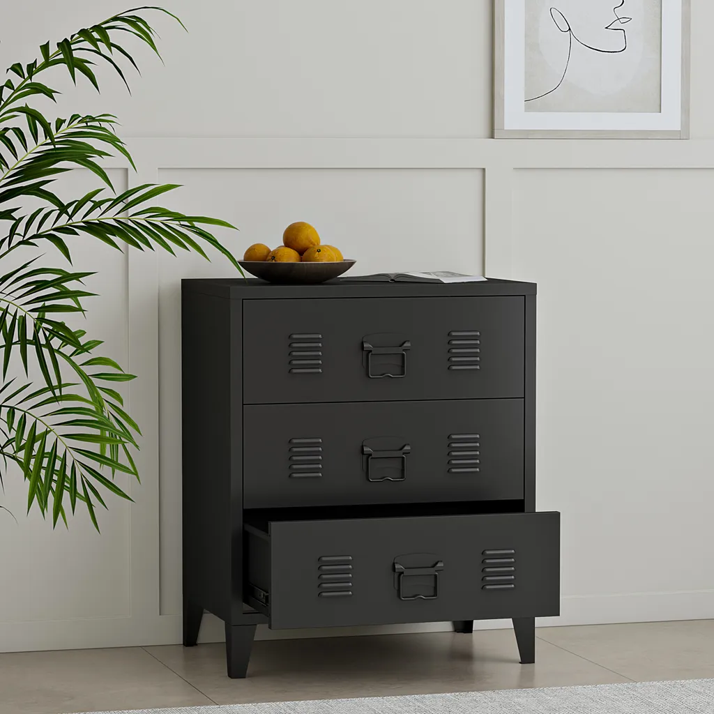 Rangement de bureau métallique Hämeenlinna noir : organisez votre espace