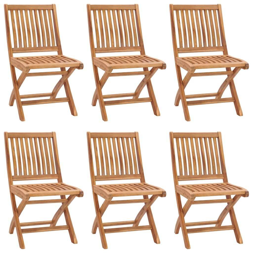 The Living Store Klappbare Gartenstühle 6 Stk. Massivholz Teak