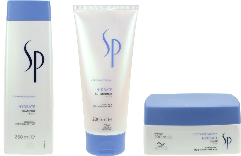Wella | Pflege-Set SP Hydrate - Shampoo 250ml + Conditioner 200ml + Maske 200ml - Feuchtigkeit - Glanz - Schutz