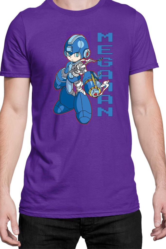 Herren T-Shirt Manga Japan Anime Comics Animation Video Game Mega-Man, Man 3XL / Lila
