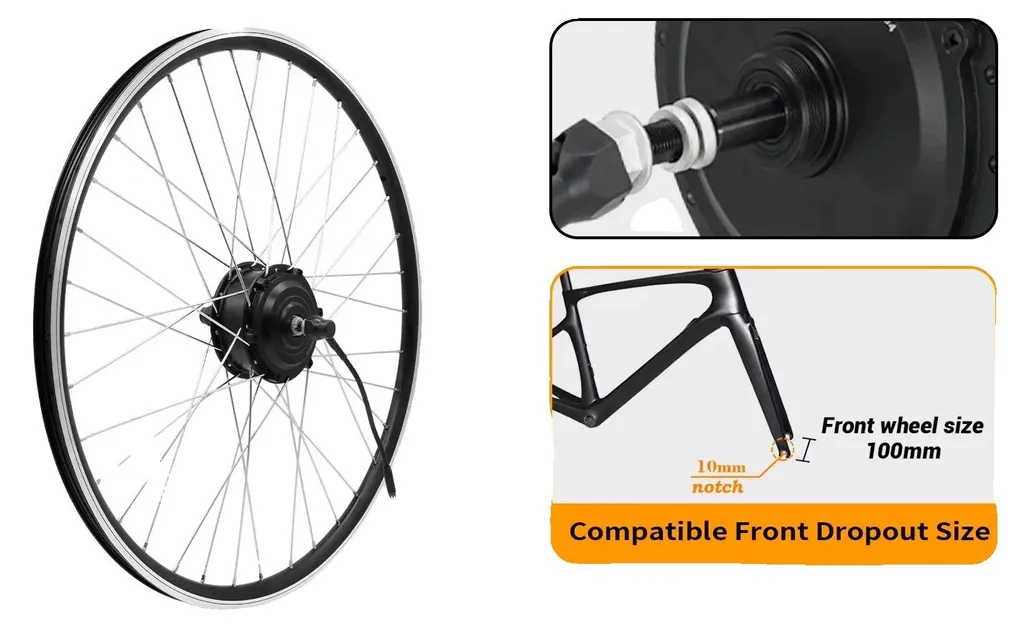 Kit vélo électrique moteur moyeu 250W avant 27,5 pouces installation