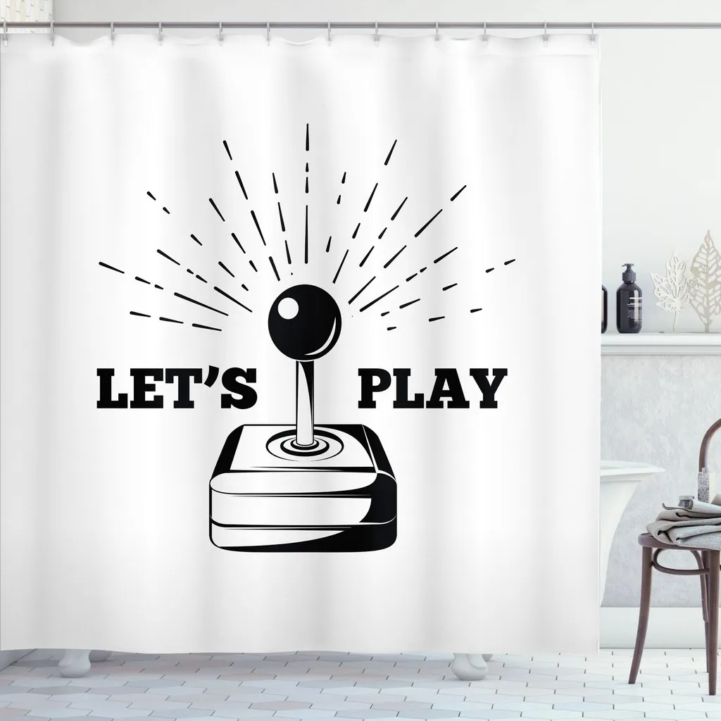 Tenda Doccia Gaming ABAKUHAUS 175x220 cm - Design Joystick Retro 80s