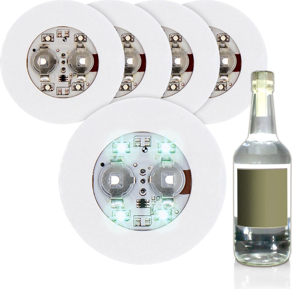 Selbstklebendes Flaschenlicht 5er Set - kalt weiß - Runde Produktbild 