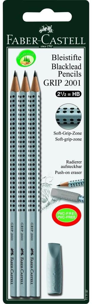 Faber-Castell 34197, HB, Schwarz, Silber, Sichtverpackung, Produktbild 