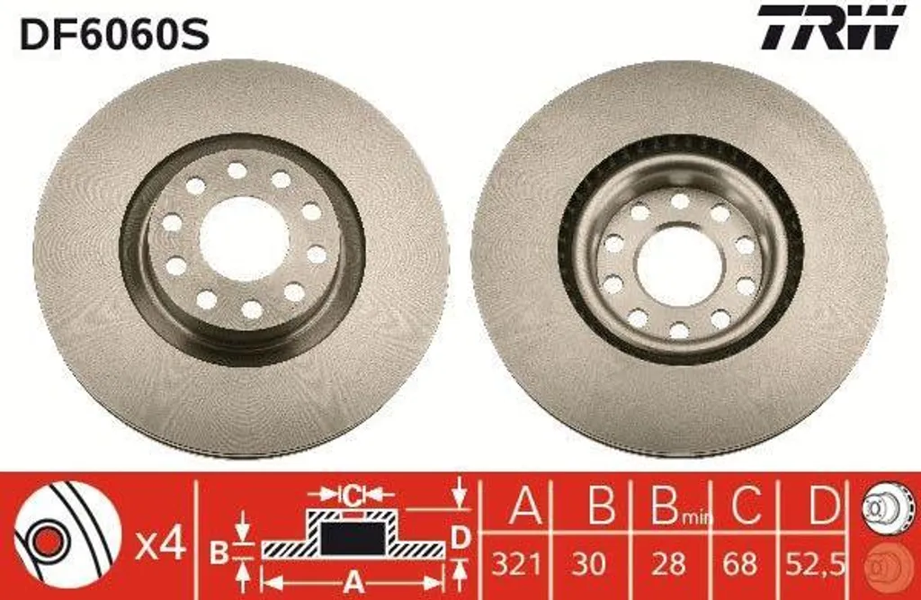 Disque de frein TRW DF6060S haute performance OE 4B3615301 pour Audi A6