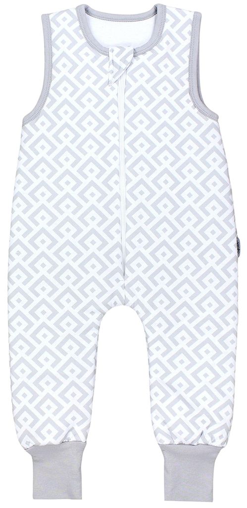 TupTam Baby Ganzjahresschlafsack mit Füßen - 2,5 TOG - - Unisex, Farbe: Raute Grau Weiß, Größe: 92-98